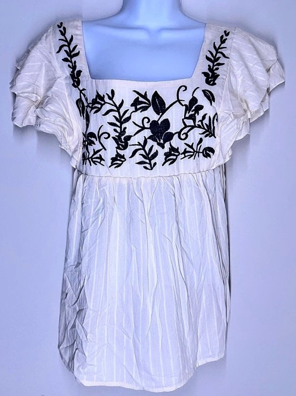Floral Embroidered Babydoll Blouse